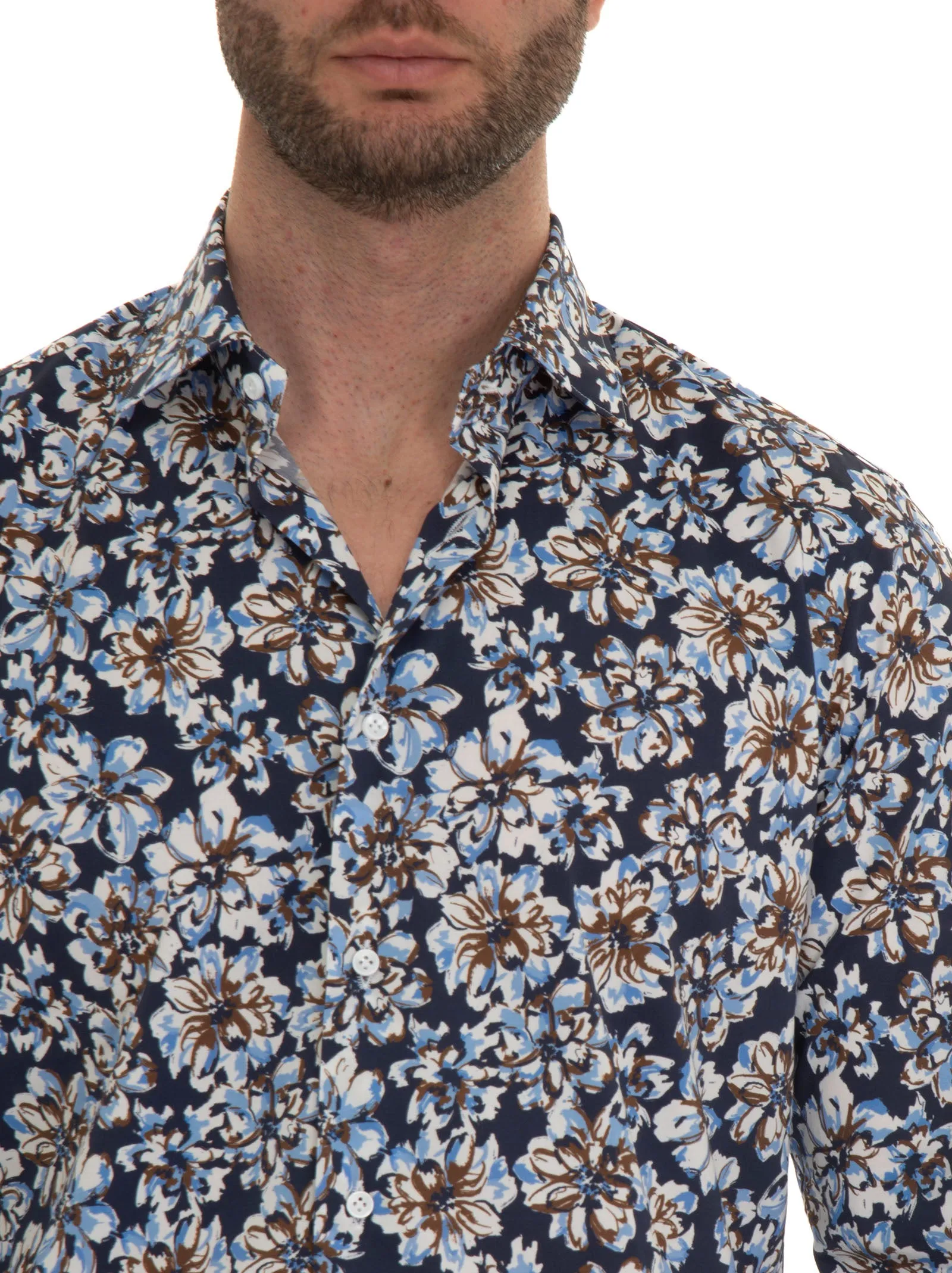 Camicia casual Blu-marrone Carrel Uomo