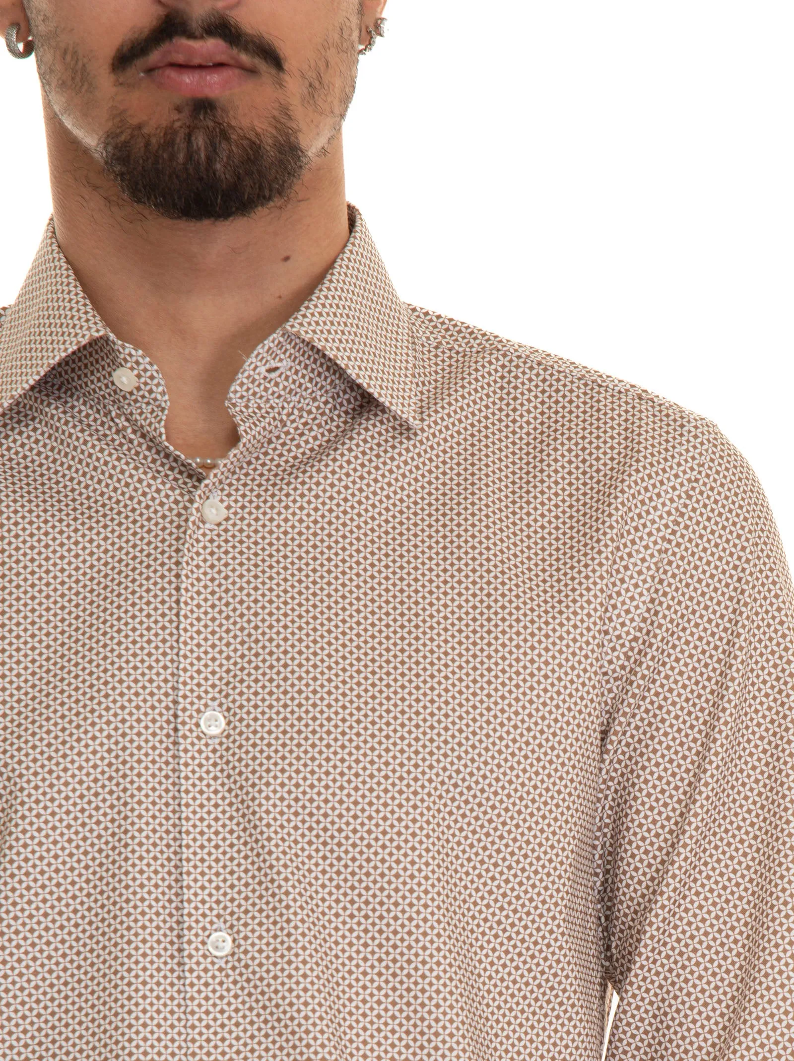 Camicia casual  H-HANK-KENT-C1 Beige BOSS Uomo