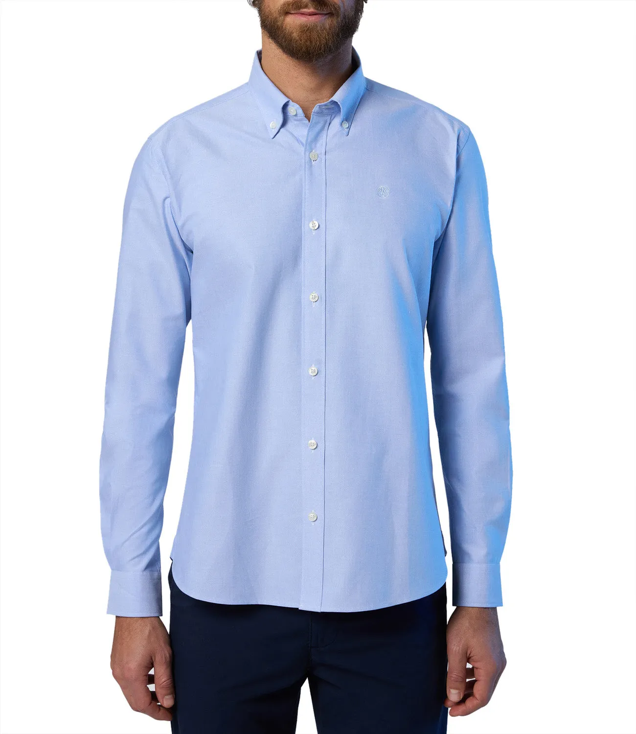 Camicia casual in cotone botton down con piccolo logo