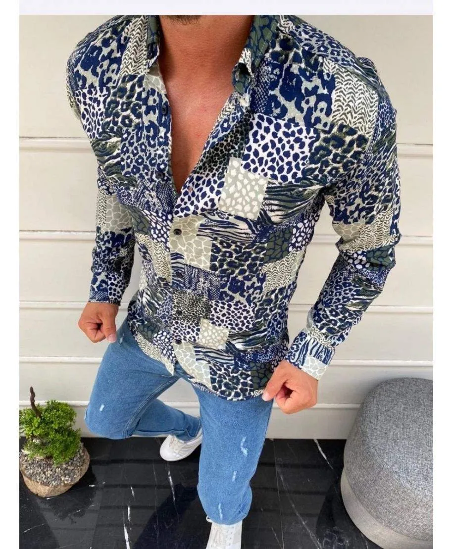 Camicia uomo fantasia,  animalièr - Collo classico