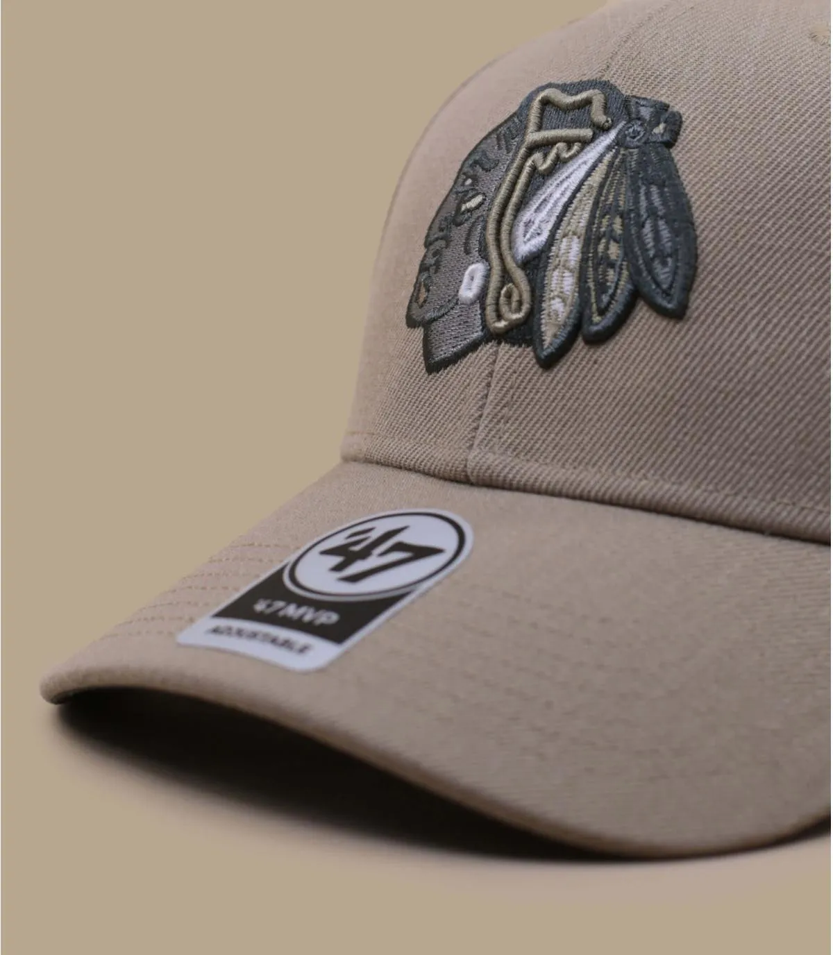 Cappello da baseball beige dei BlackhawksCappellini MVP Sure Shot Snapback Blackhawks khaki     