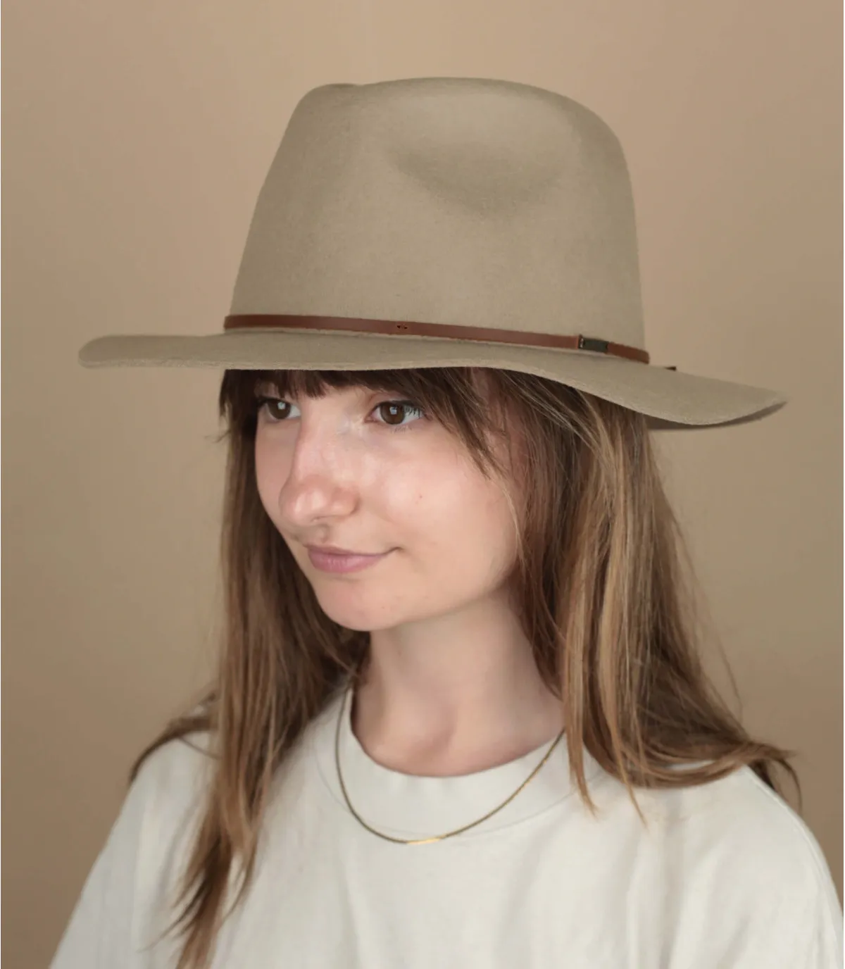 Cappello fedora in feltro beige  Wesley Fedora sand     