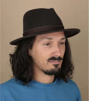       cappello fedora lana nero Traveller Woolfelt black bean     