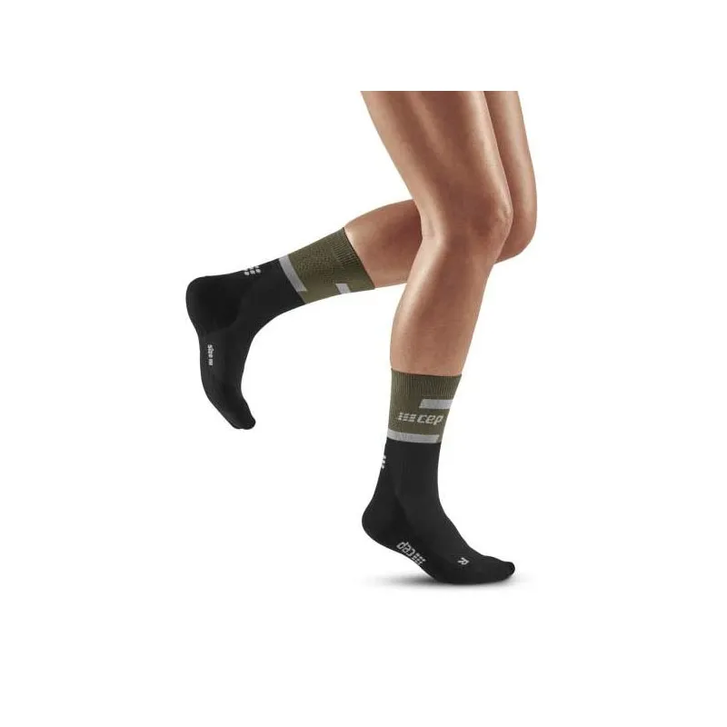 CEP RUN COMPRESSION MID CUT SOCKS 4.0 DONNA CALZINO COMPRESSIONE - OLIVE/BLACK