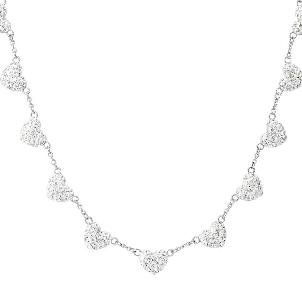 Collana Cuore Lady Phantasya Acciaio Maglia Forzatina Cristallo Bianco 42+3 cm 1691469