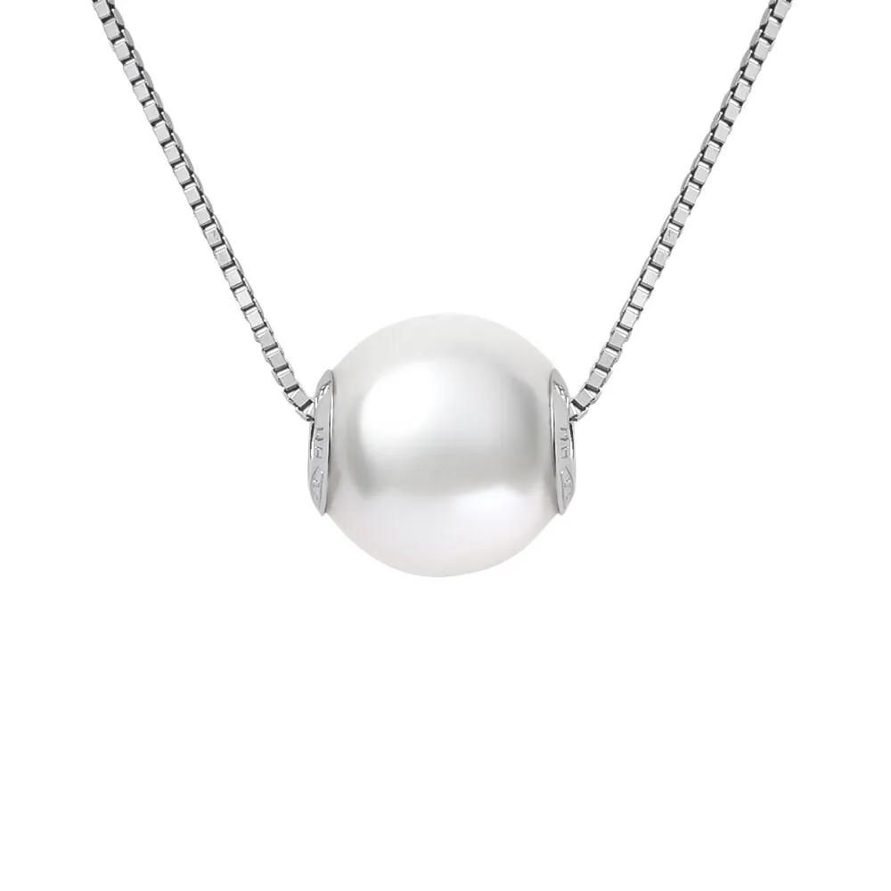 Collana Gabrielle Oro Bianco 375/1000 Maglia Veneziana Perla D'Acqua Dolce Bianco 40 + 2 cm 1413411