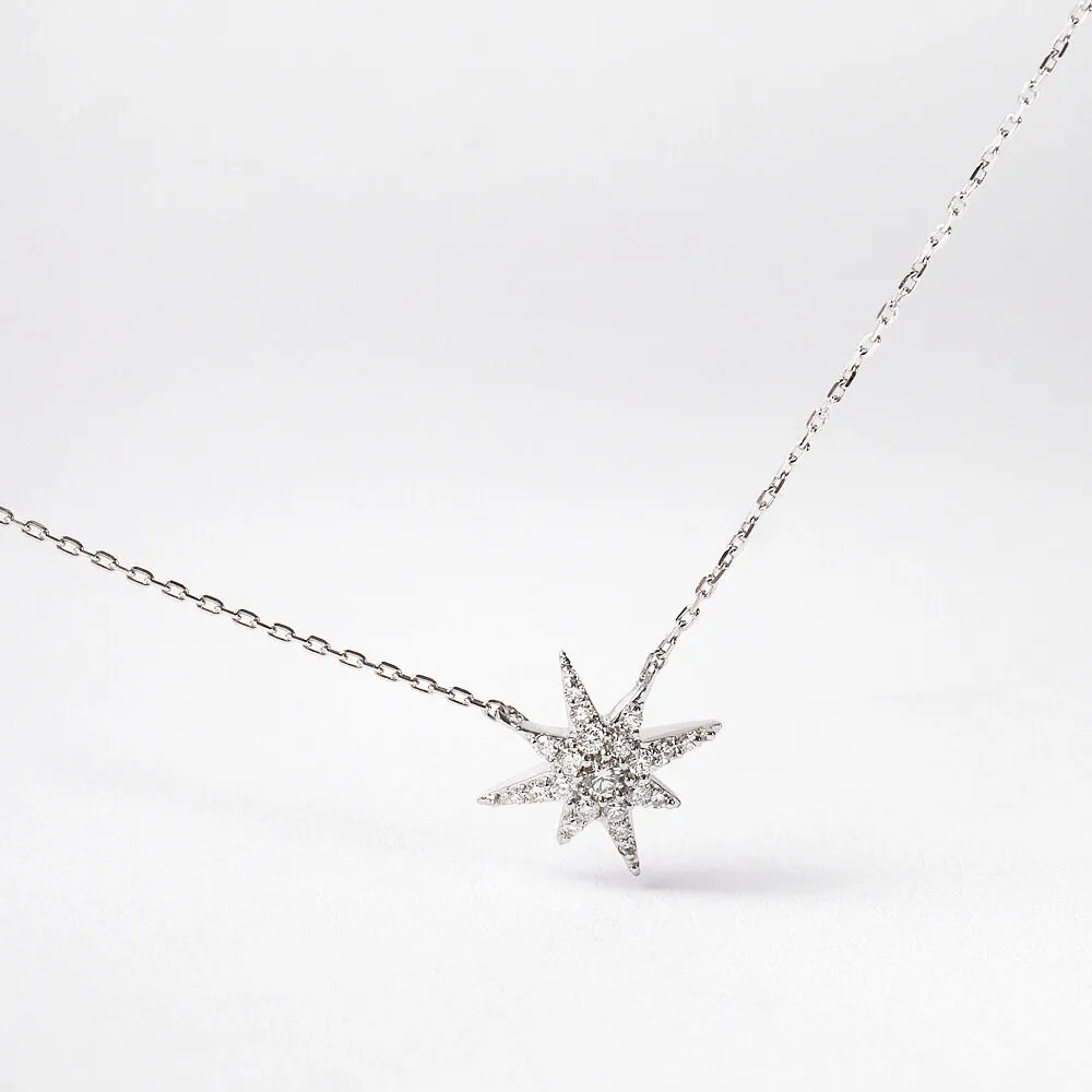 Collana Rosa Dei Venti Sophia Oro Bianco 375/1000 Maglia Forzatina Diamante Bianco 0,15 ct 40 + 2 cm 1412836