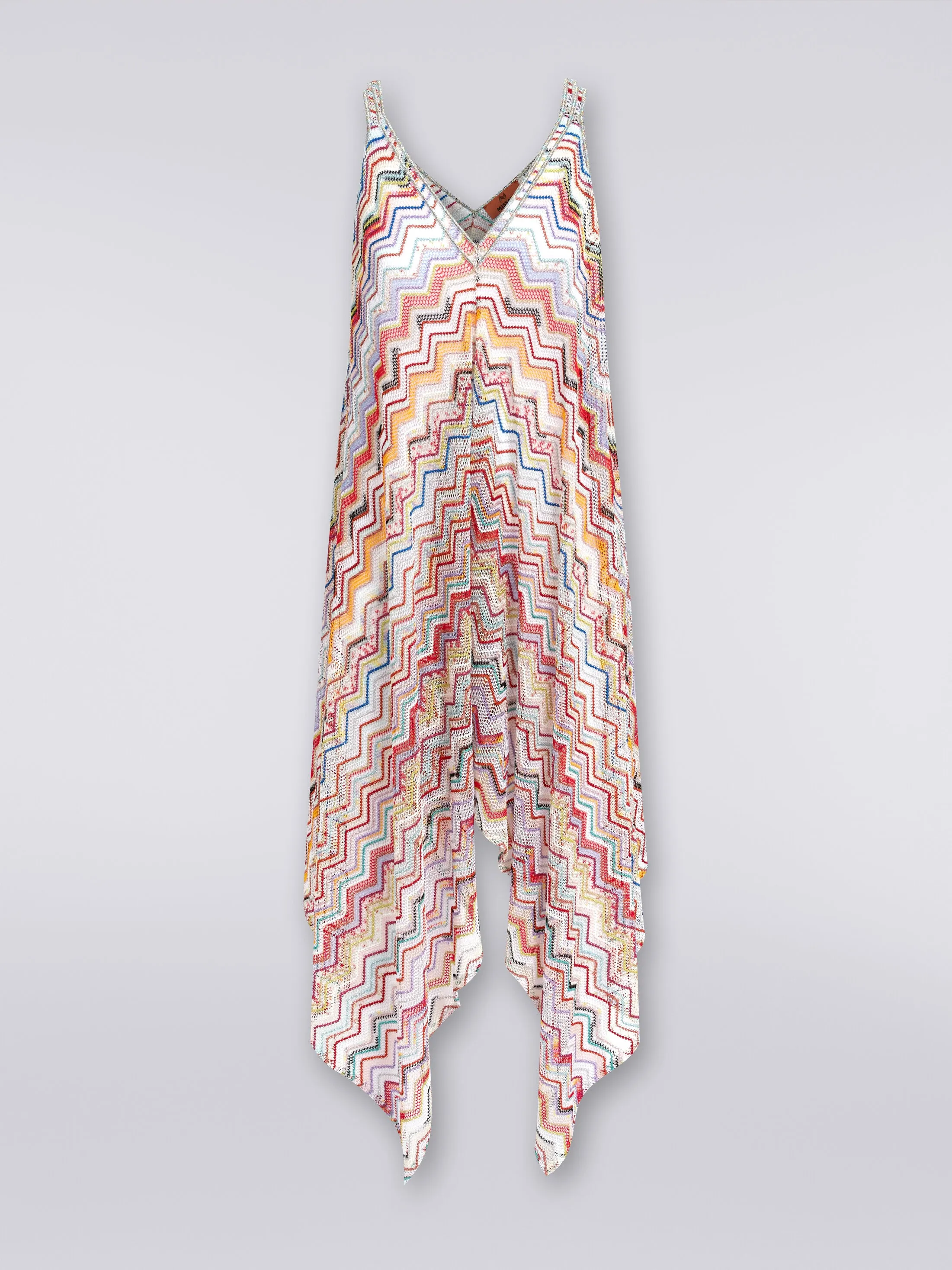 Copricostume lungo in crochet zig zag con lurex