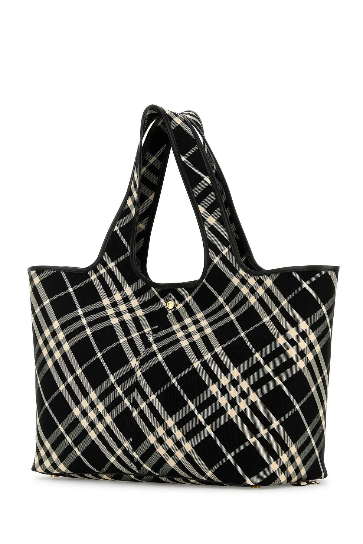 Embroidered canvas medium Check shopping bag    