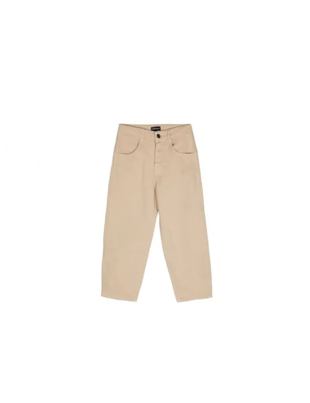 EMPORIO ARMANI     Jeans beige con dettagli logo in metallo Armani