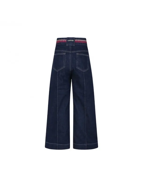 LANVIN     Jeans palazzo blu con dettagli logo Lanvin