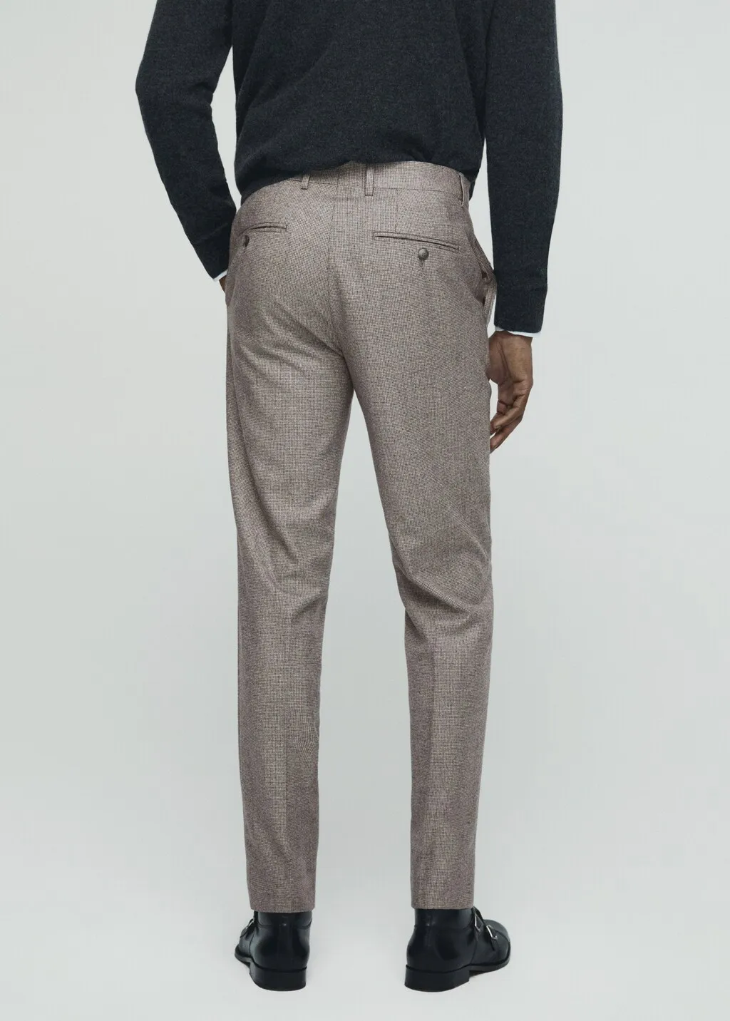Pantaloni 100% lana vergine micro pied-de-poule