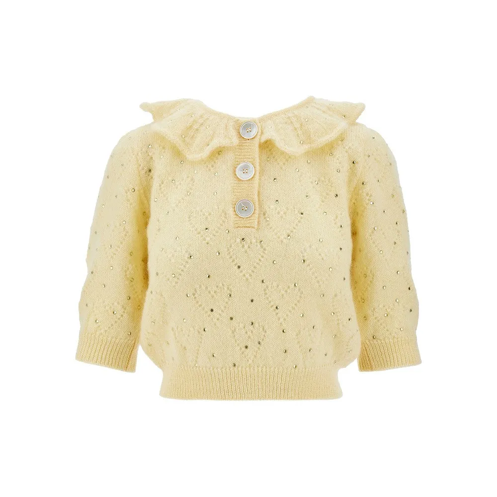 Pullover in misto mohair con strass