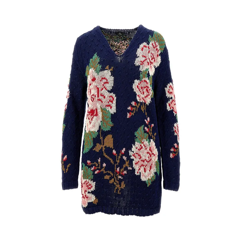 Pullover mini abito in cotone jacquard