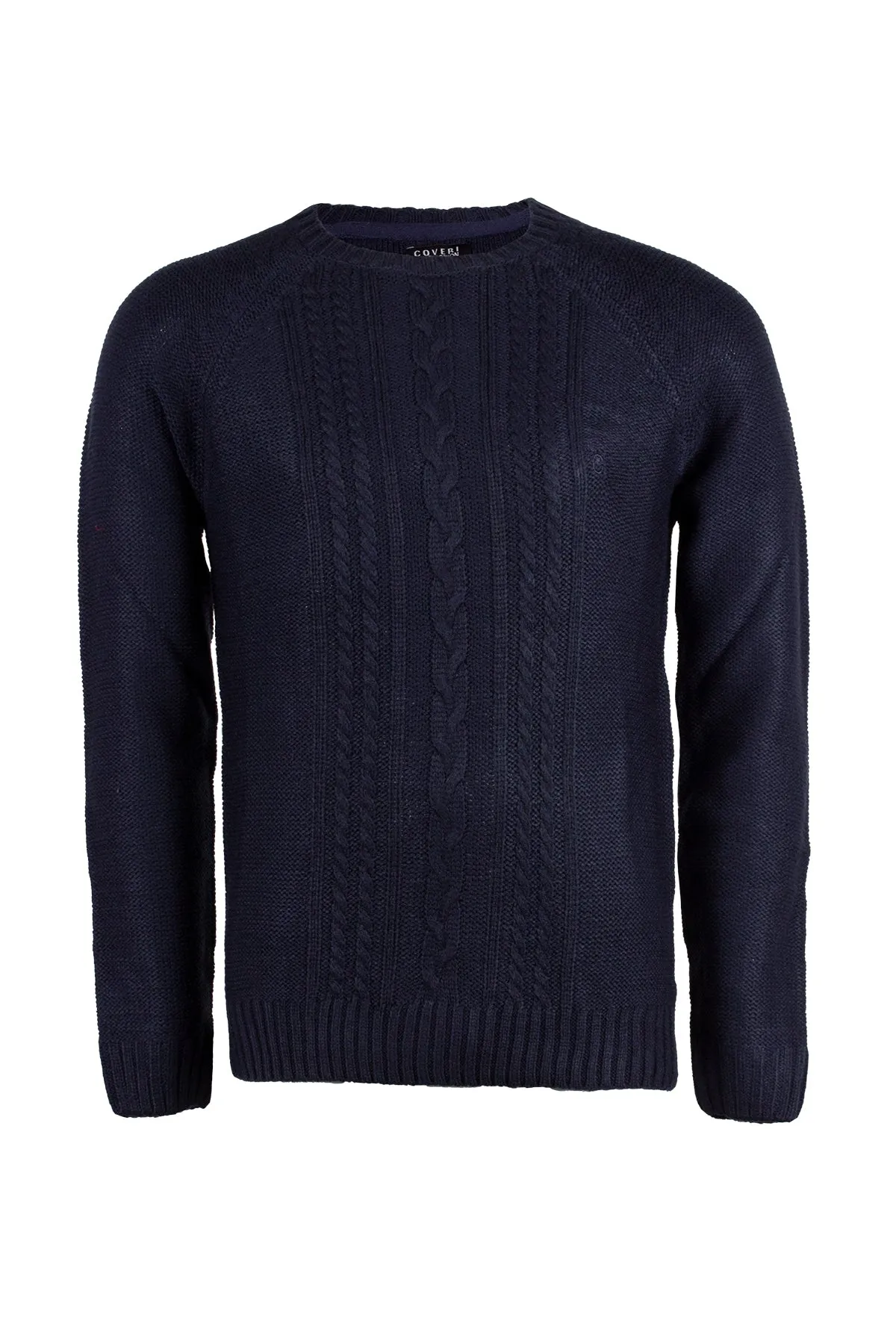 Pullover uomo con treccia tinta unita
