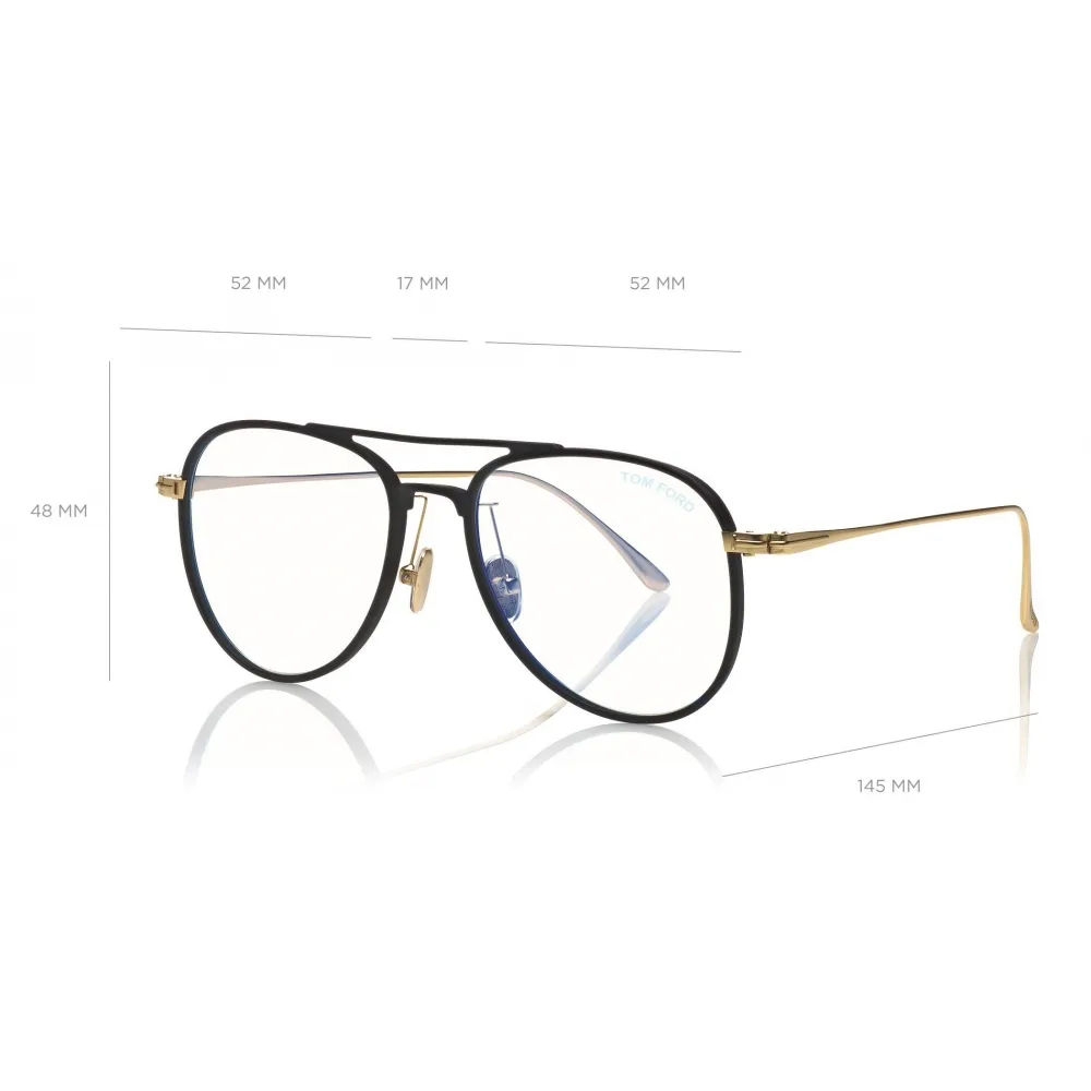 Tom Ford - Blue Block Pilot Opticals Glasses - Occhiali da Vista Pilota - Nero - FT5666-B -Tom Ford Eyewear