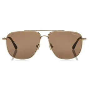 Tom Ford - Len Sunglasses - Occhiali da Sole Pilota - Oro Rosa Marrone - FT0815 - Occhiali da Sole - Tom Ford Eyewear