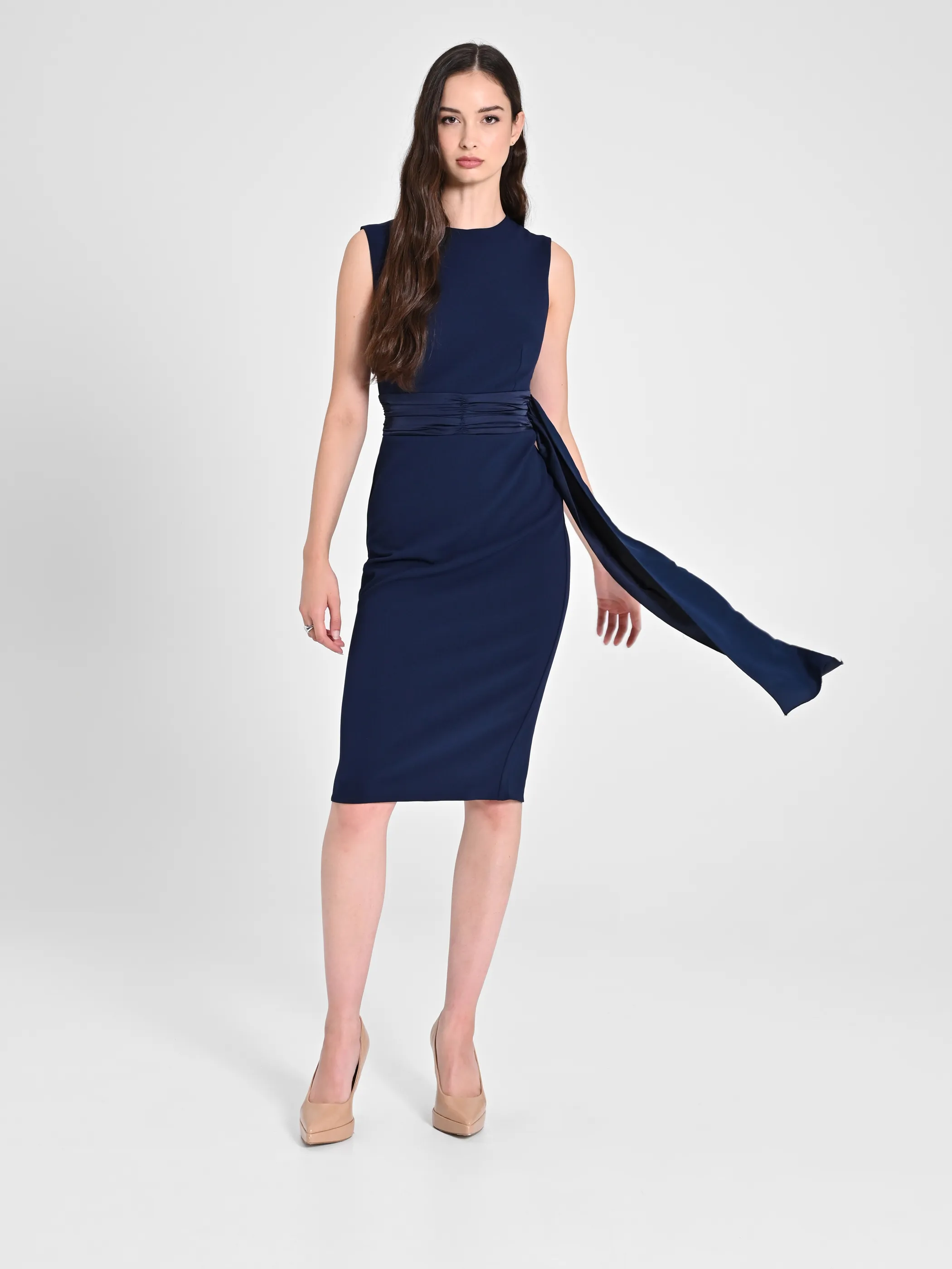      Tubino in Scuba mano Crepe Blu     